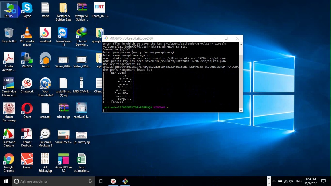 Creating ssh key on windows 10