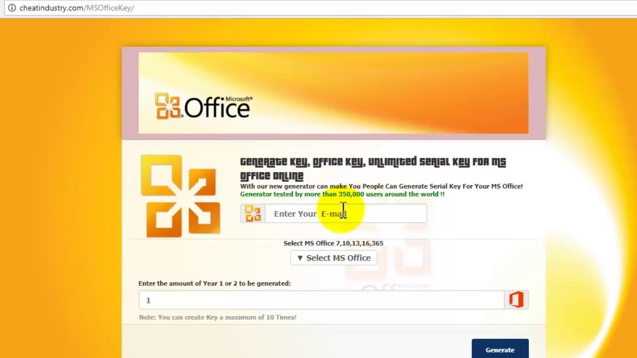 Microsoft Office Product Key Online Generator